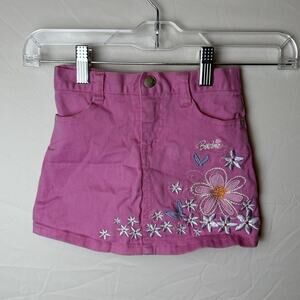Vintage Barbie Avenue Girls 3T Pink Embroirdered Skirt Flowers